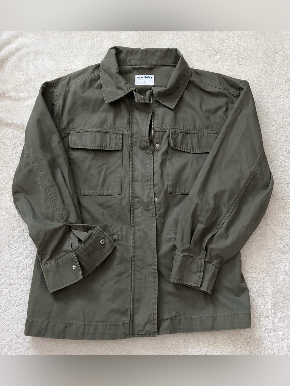 Old Navy Olive Green Utility Field Jacket Size M 100% Cotton Excellent Shape